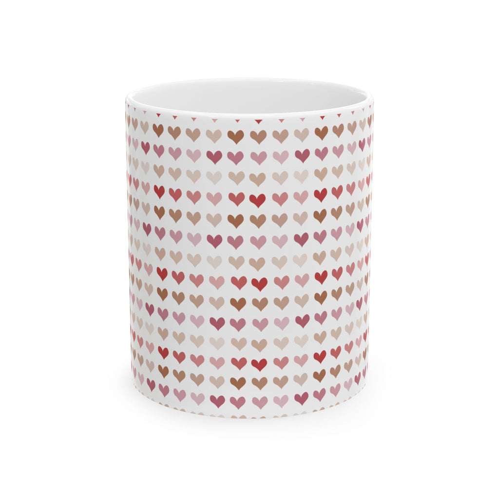 Heart Pattern Ceramic Mug – Pink & Rose Gold Tiny Hearts Coffee Cup (11oz, 15oz)