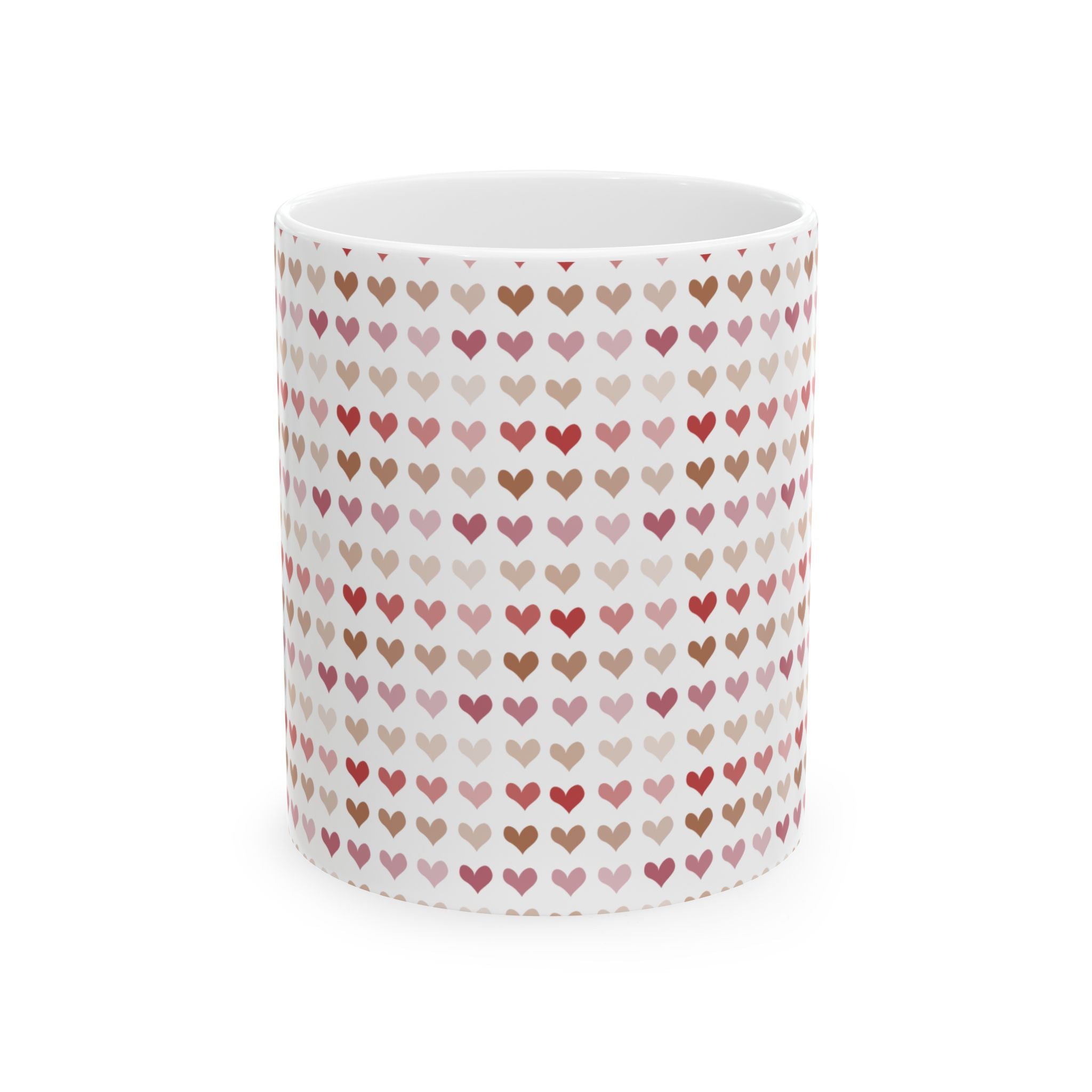 Heart Pattern Ceramic Mug – Pink & Rose Gold Tiny Hearts Coffee Cup (11oz, 15oz)