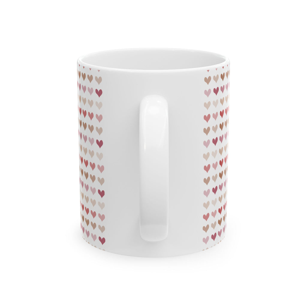 Heart Pattern Ceramic Mug – Pink & Rose Gold Tiny Hearts Coffee Cup (11oz, 15oz)