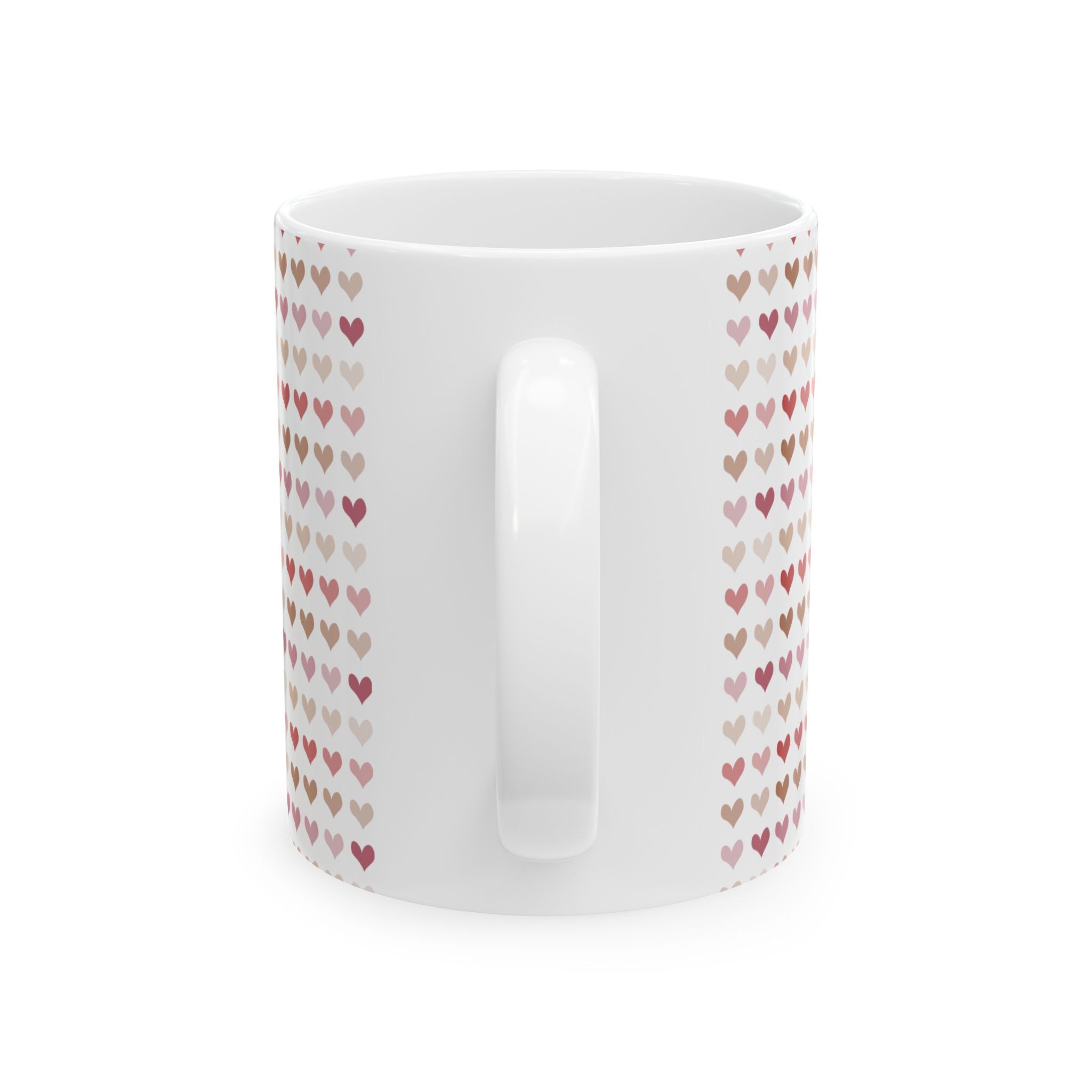 Heart Pattern Ceramic Mug – Pink & Rose Gold Tiny Hearts Coffee Cup (11oz, 15oz)