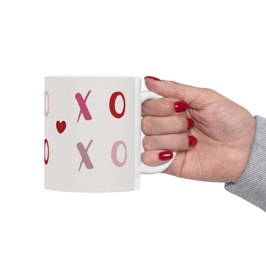 XOXO Heart Pattern Ceramic Mug — Valentine's Day 11oz & 15oz