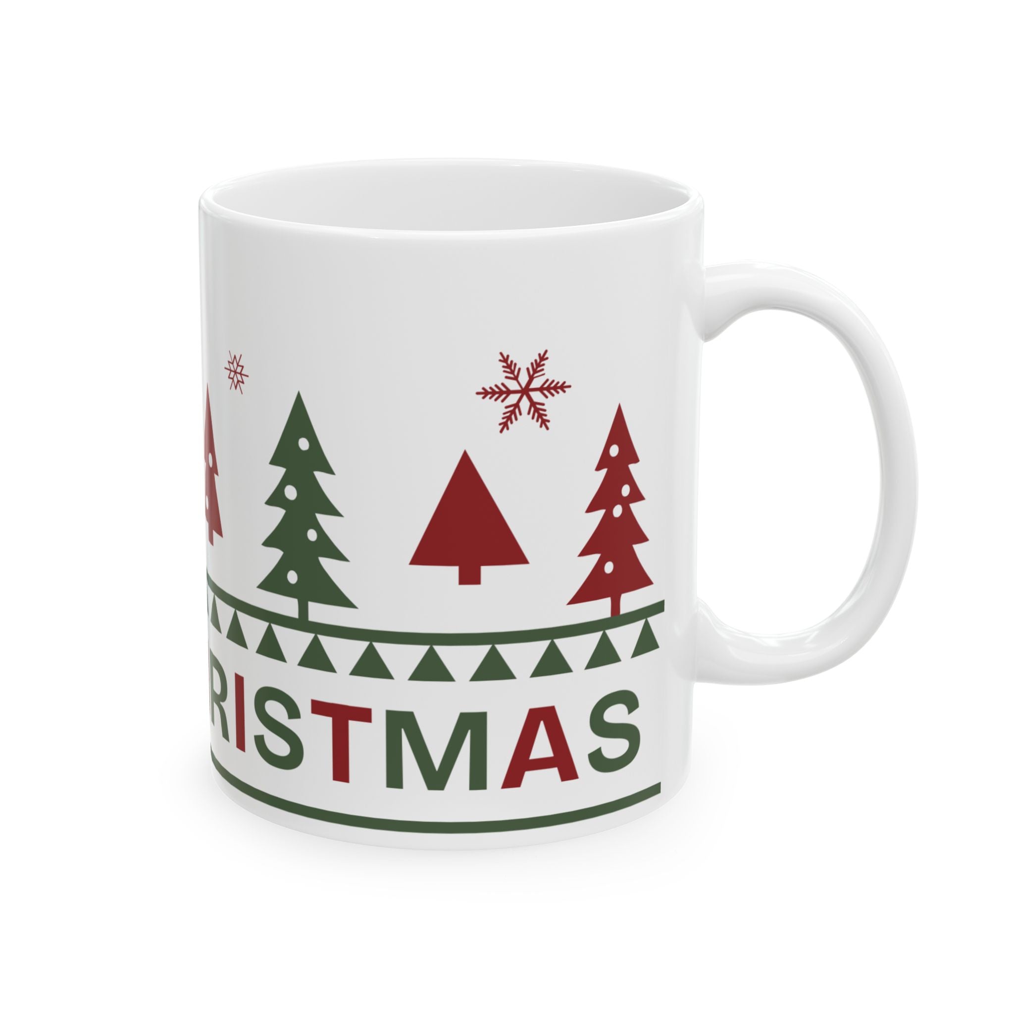 Merry Christmas Holiday Trees Ceramic Coffee Mug (11oz)