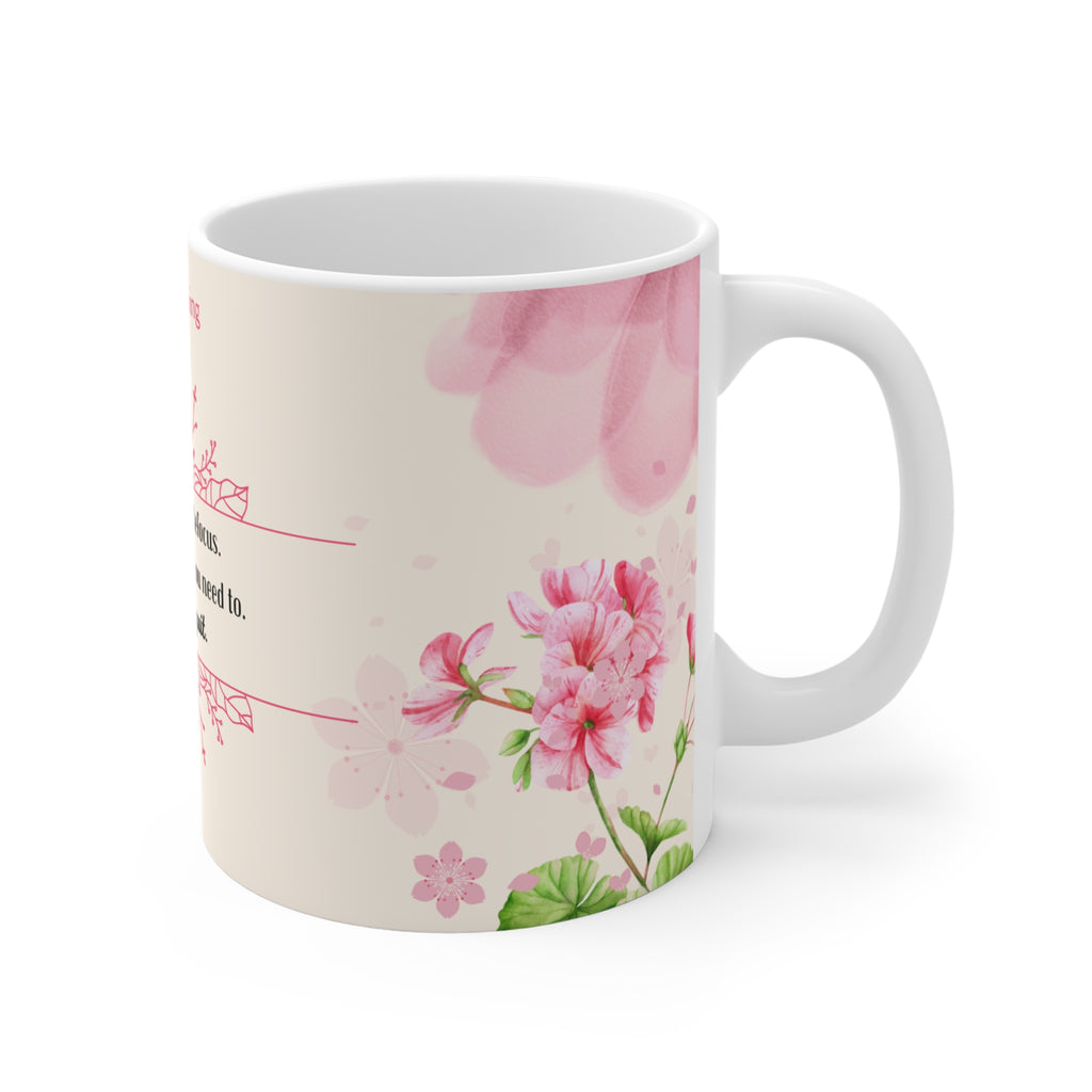 Good Morning Floral  Coffee Cup, 11 oz Ceramic Mug