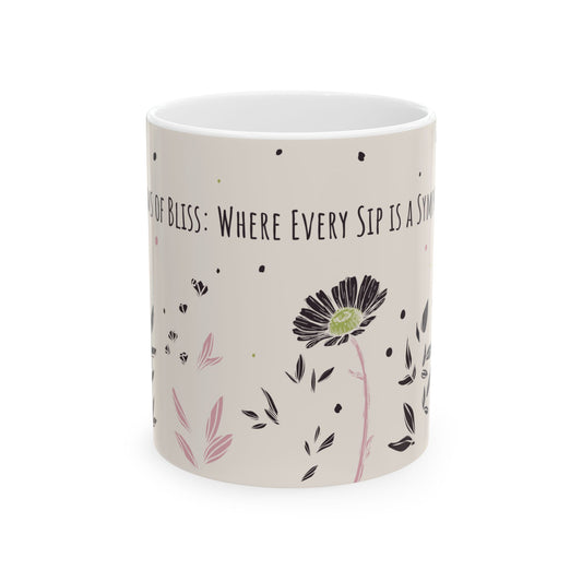 Blooms of Bliss Mug – 11oz Floral Ceramic Coffee Cup | Soul Sips Romantic Gift for Tea Lovers, Music Moods & Aesthetic Morning Moments