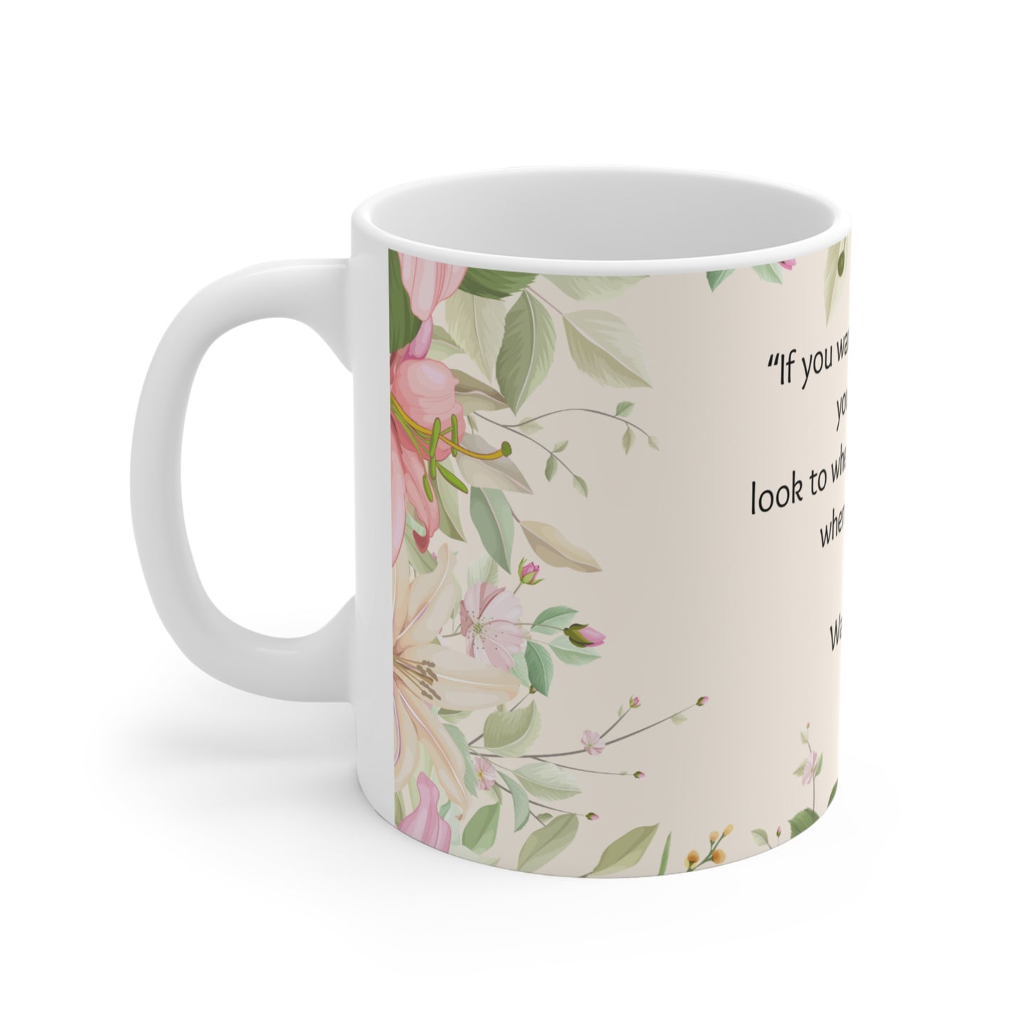 Walt Whitman Floral Mug--11oz Floral Ceramic Coffee Cup