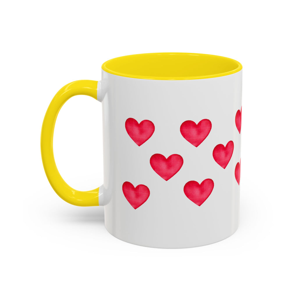Heart Pattern Accent Coffee Mug — Valentine’s Day Romantic Gift (11/15oz)