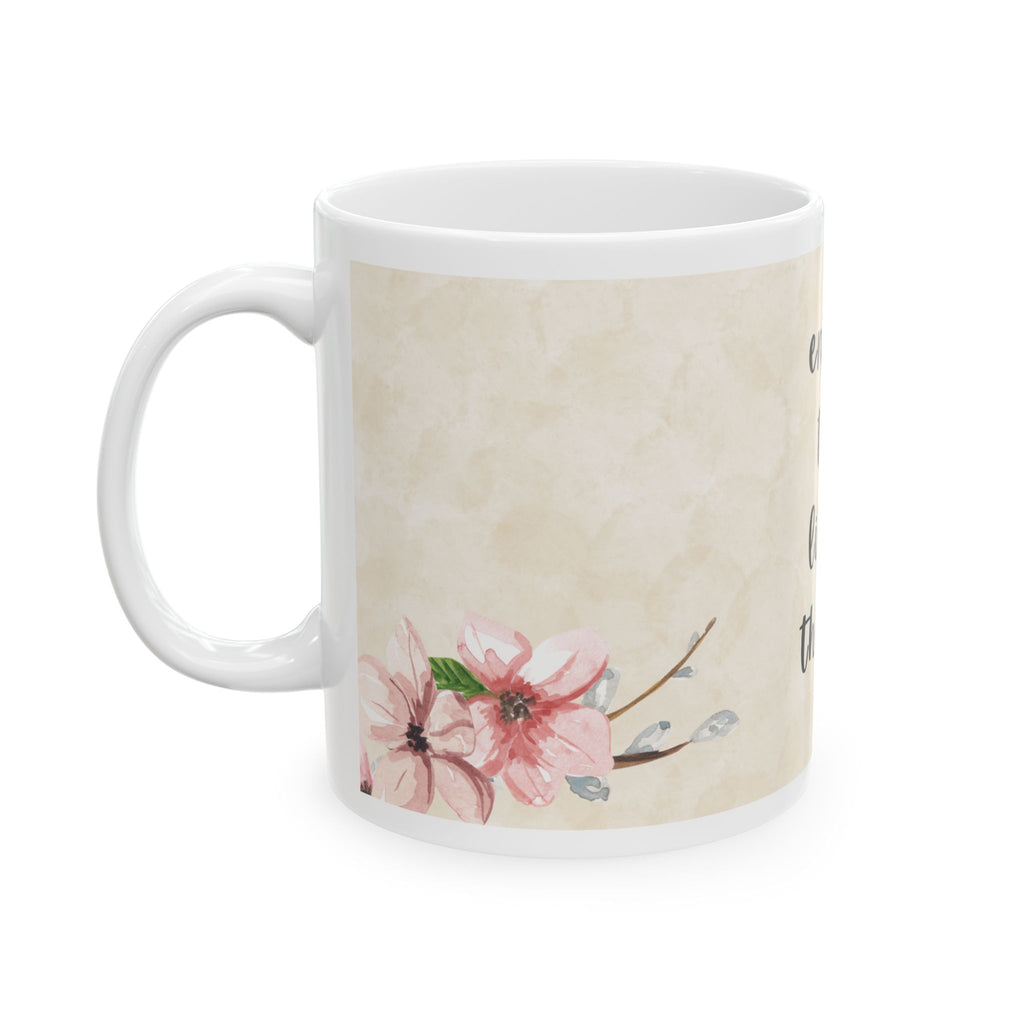Enjoy the Little Things Mug – 11oz Ceramic Coffee Cup with Apple Blossom Design | Soul Sips Gift for Mindful Moments & Cozy Mornings
