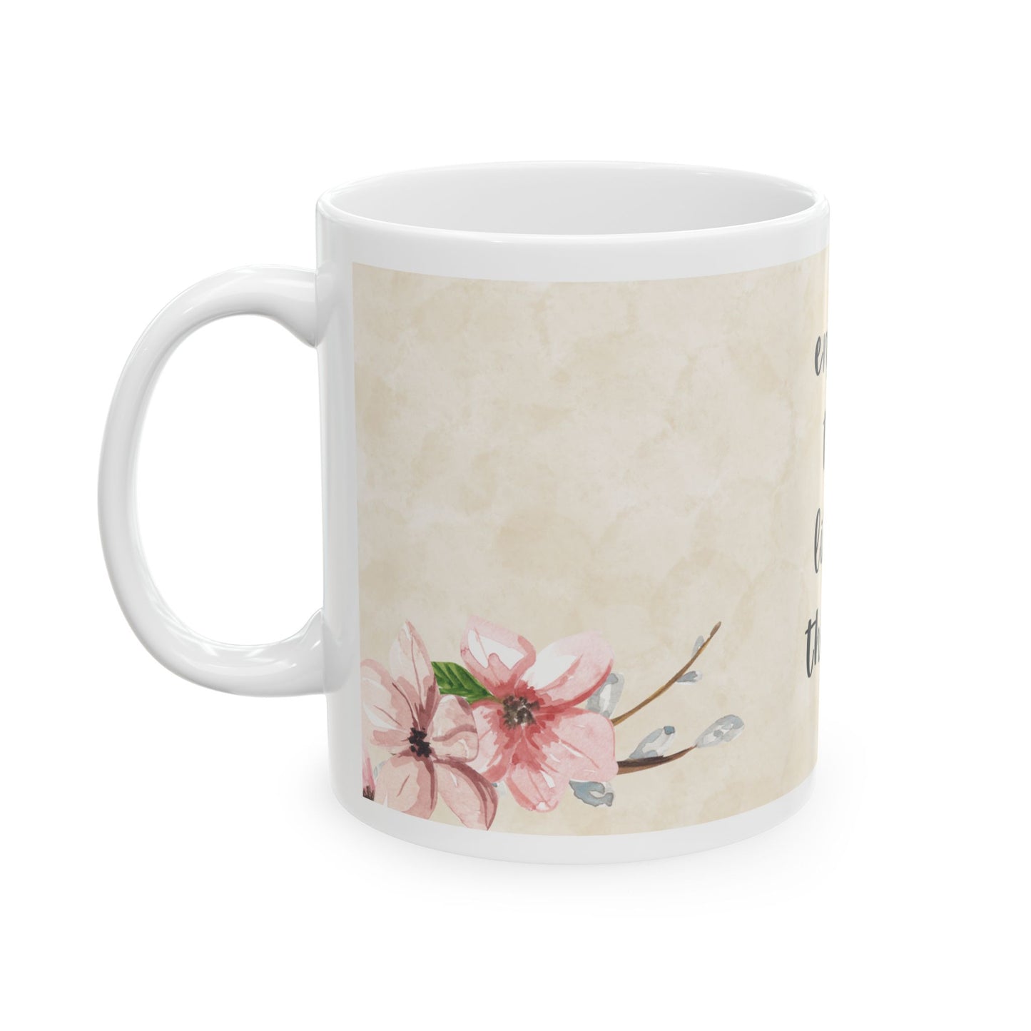 Enjoy the Little Things Mug – 11oz Ceramic Coffee Cup with Apple Blossom Design | Soul Sips Gift for Mindful Moments & Cozy Mornings