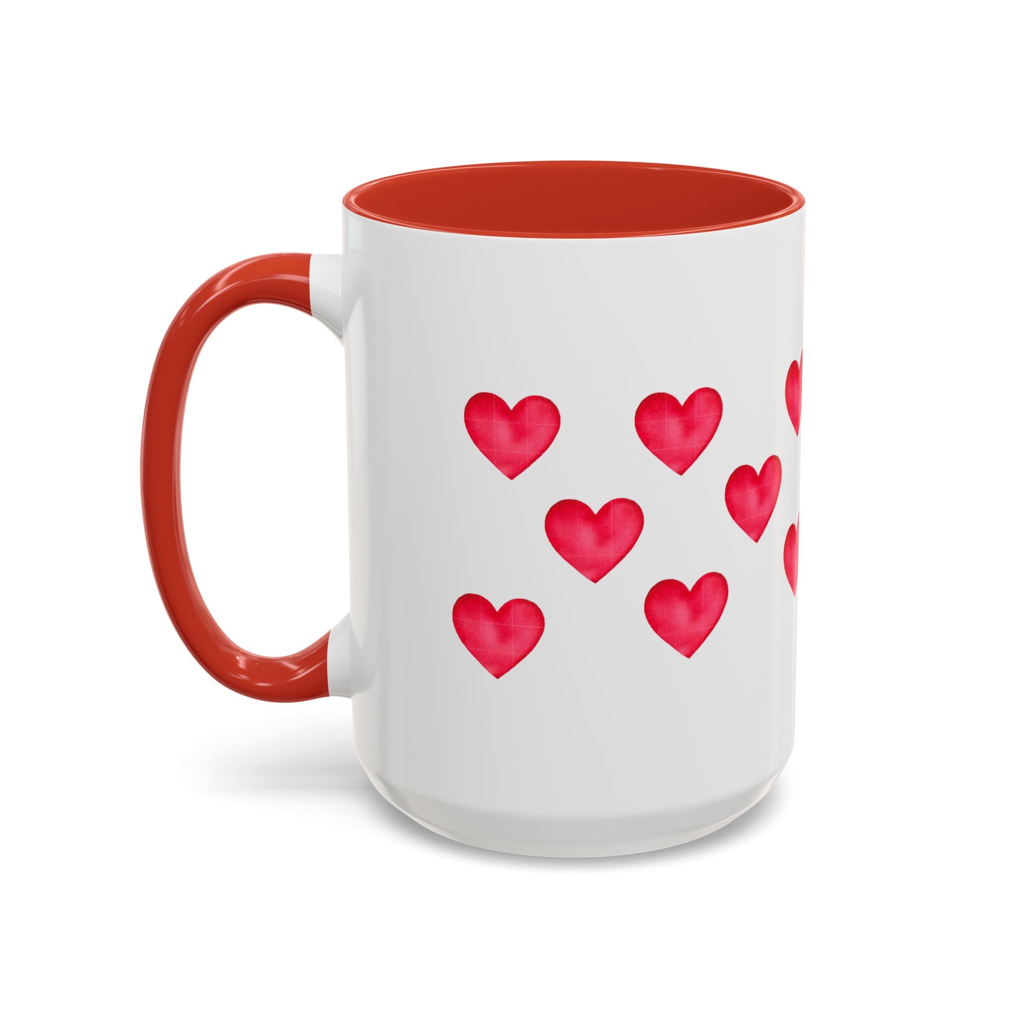 Heart Pattern Accent Coffee Mug — Valentine’s Day Romantic Gift (11/15oz)