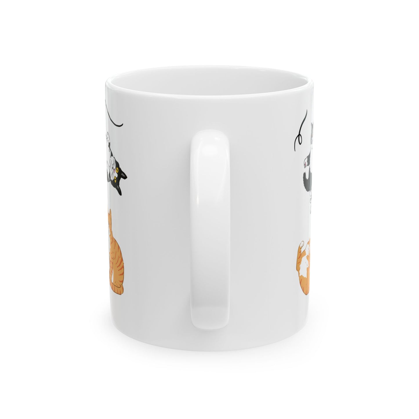 Cat Dance Ceramic Mug — Cute Dancing Cats Pattern, Funny Cat Lover Gift (11oz/15oz)