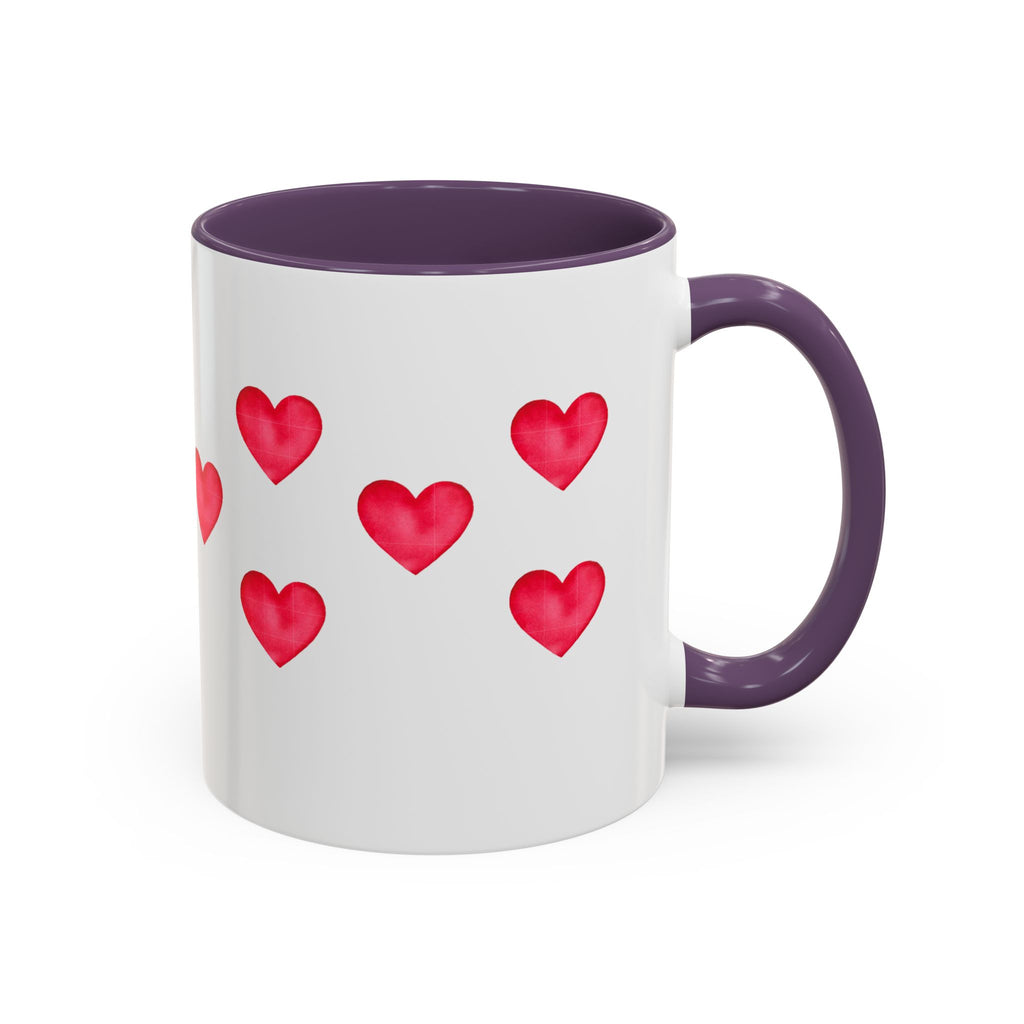 Heart Pattern Accent Coffee Mug — Valentine’s Day Romantic Gift (11/15oz)