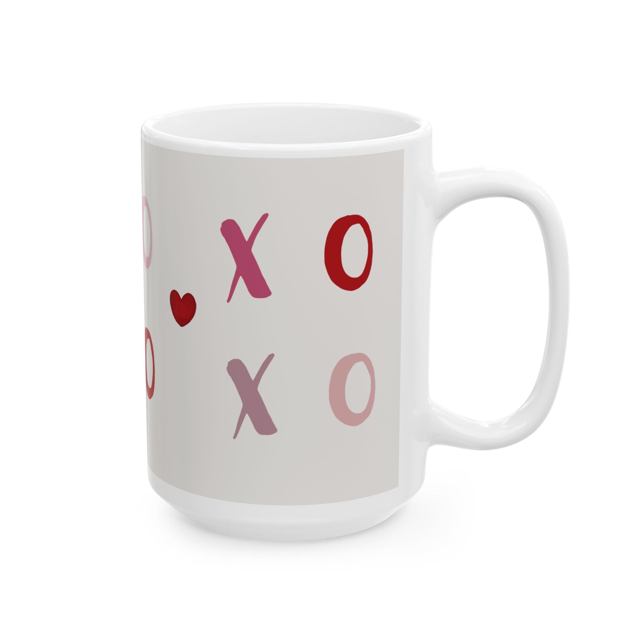 XOXO Heart Pattern Ceramic Mug — Valentine's Day 11oz & 15oz