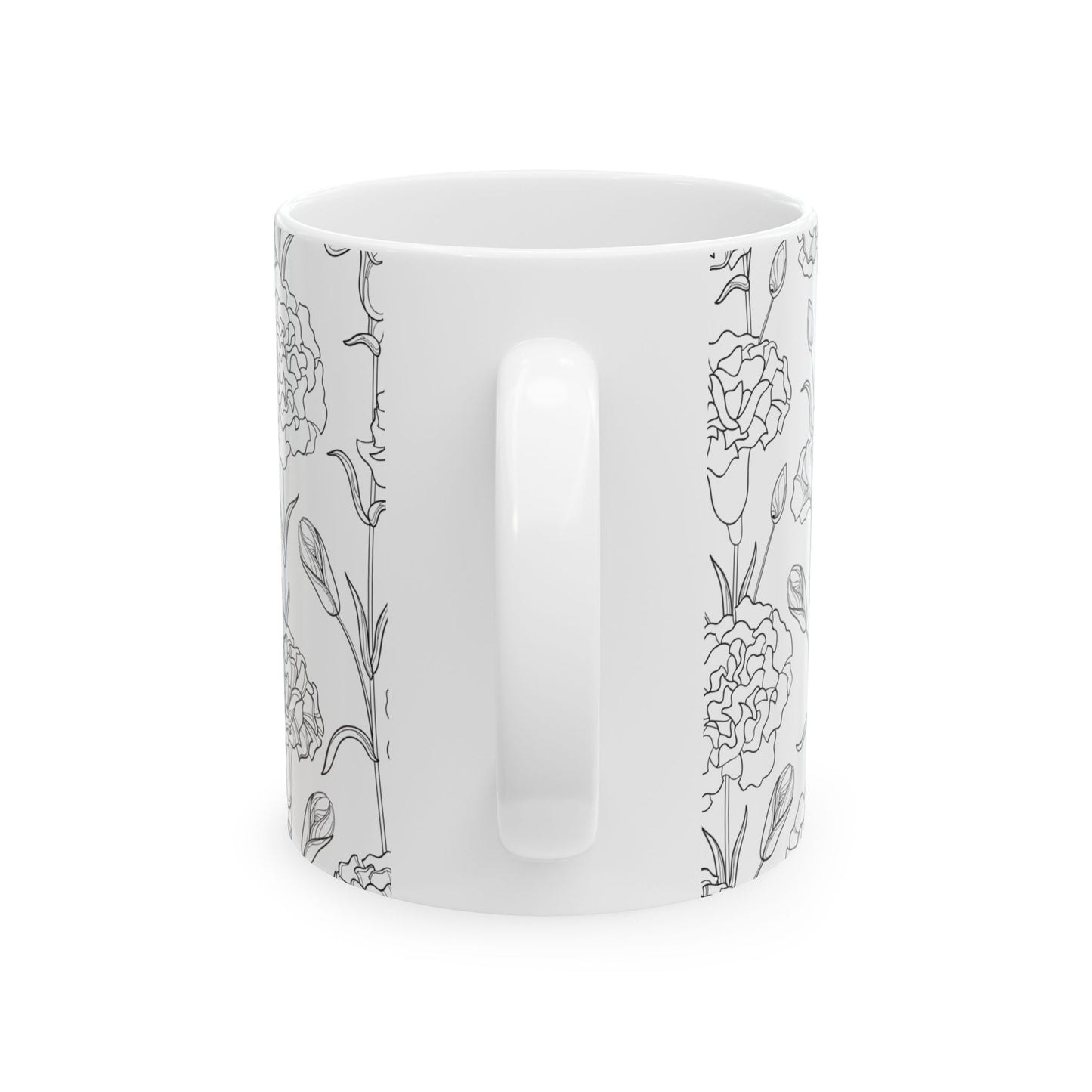 Elegant Floral Mug – 11oz Black and White Ceramic Coffee Cup | Soul Sips Minimalist Gift for Aesthetic Coffee Lovers & Cozy Spaces