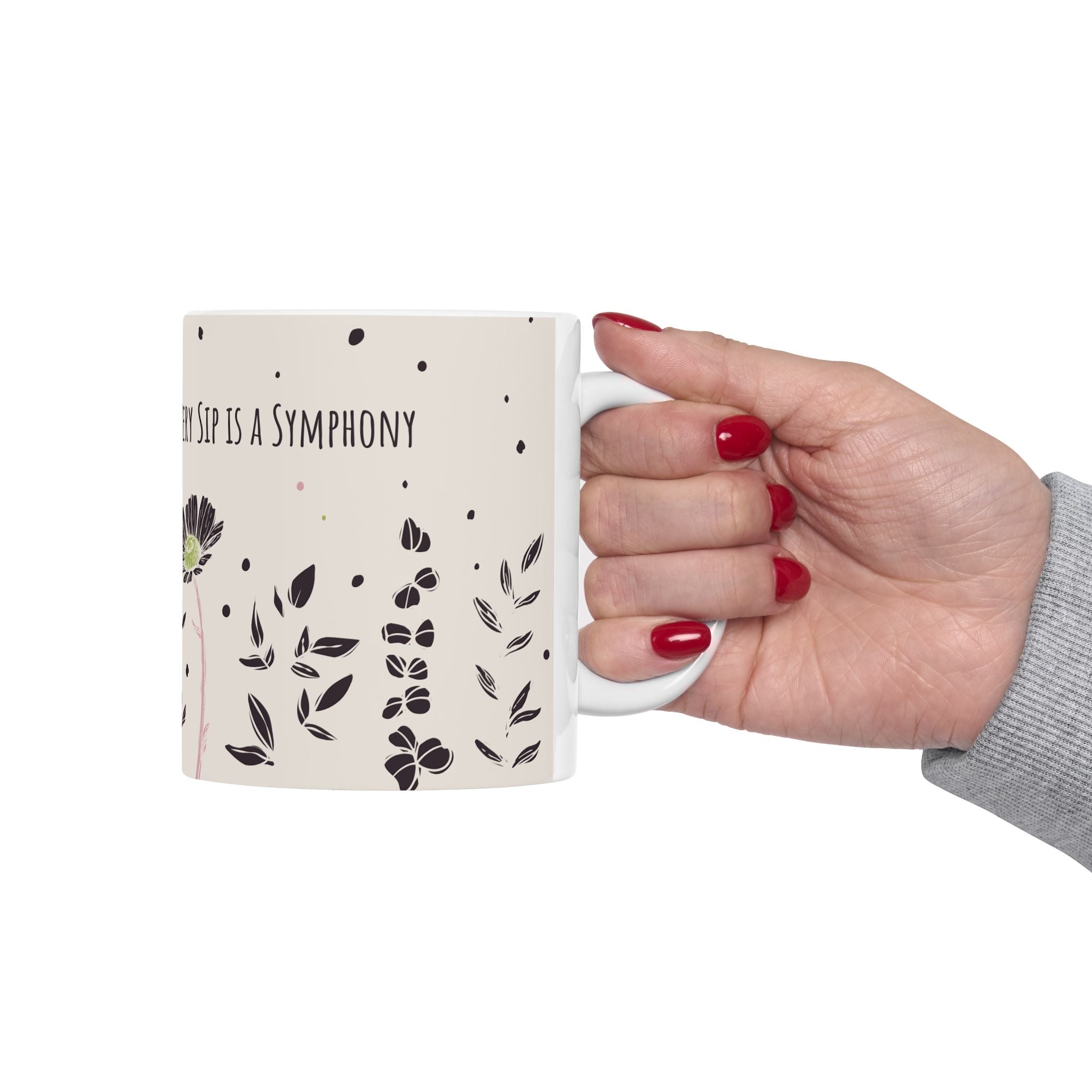 Blooms of Bliss Mug – 11oz Floral Ceramic Coffee Cup | Soul Sips Romantic Gift for Tea Lovers, Music Moods & Aesthetic Morning Moments