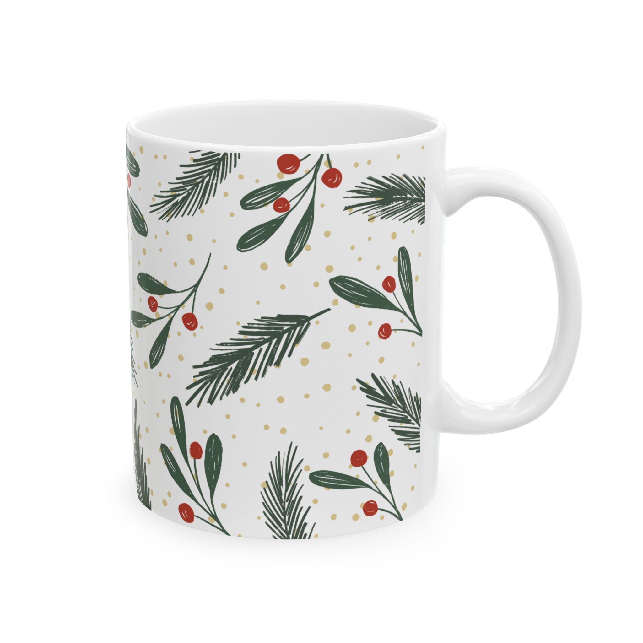 Holiday Pine & Berries Ceramic Mug (11oz)