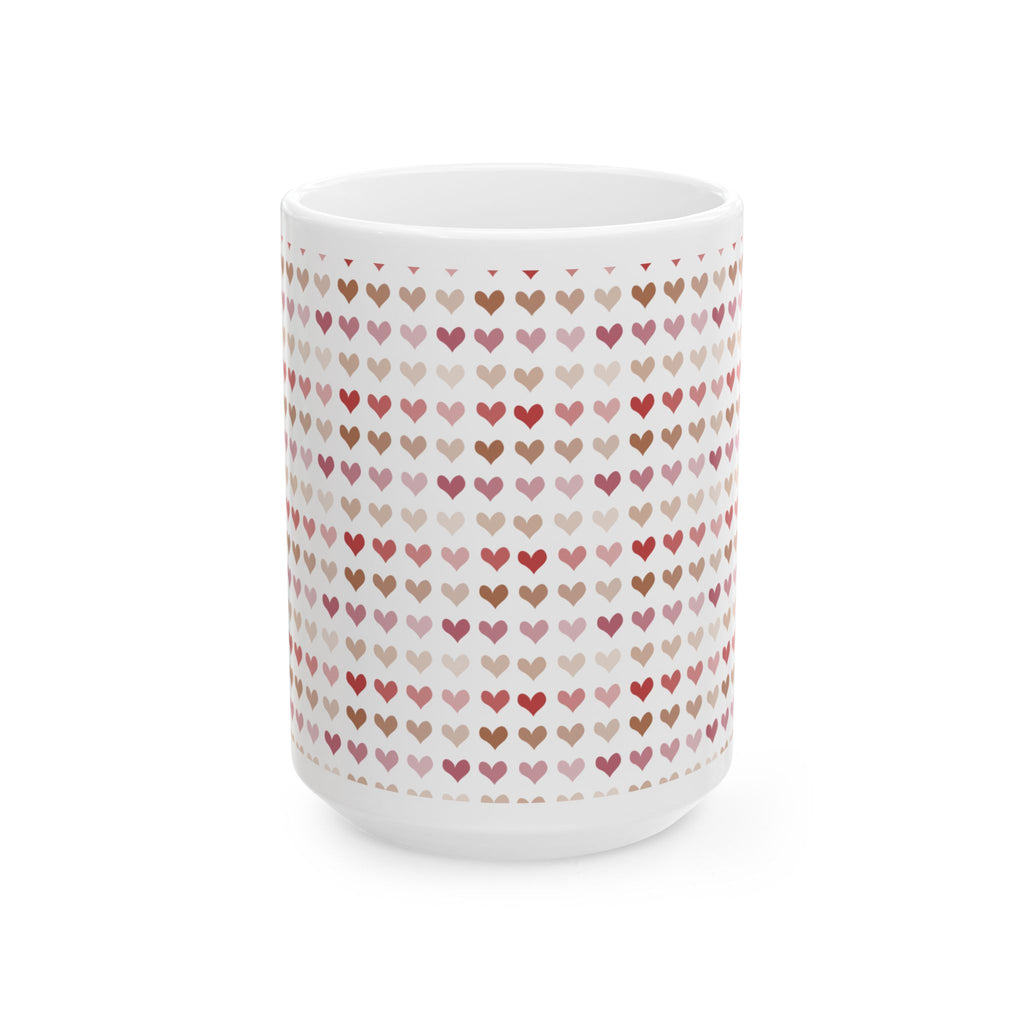 Heart Pattern Ceramic Mug – Pink & Rose Gold Tiny Hearts Coffee Cup (11oz, 15oz)