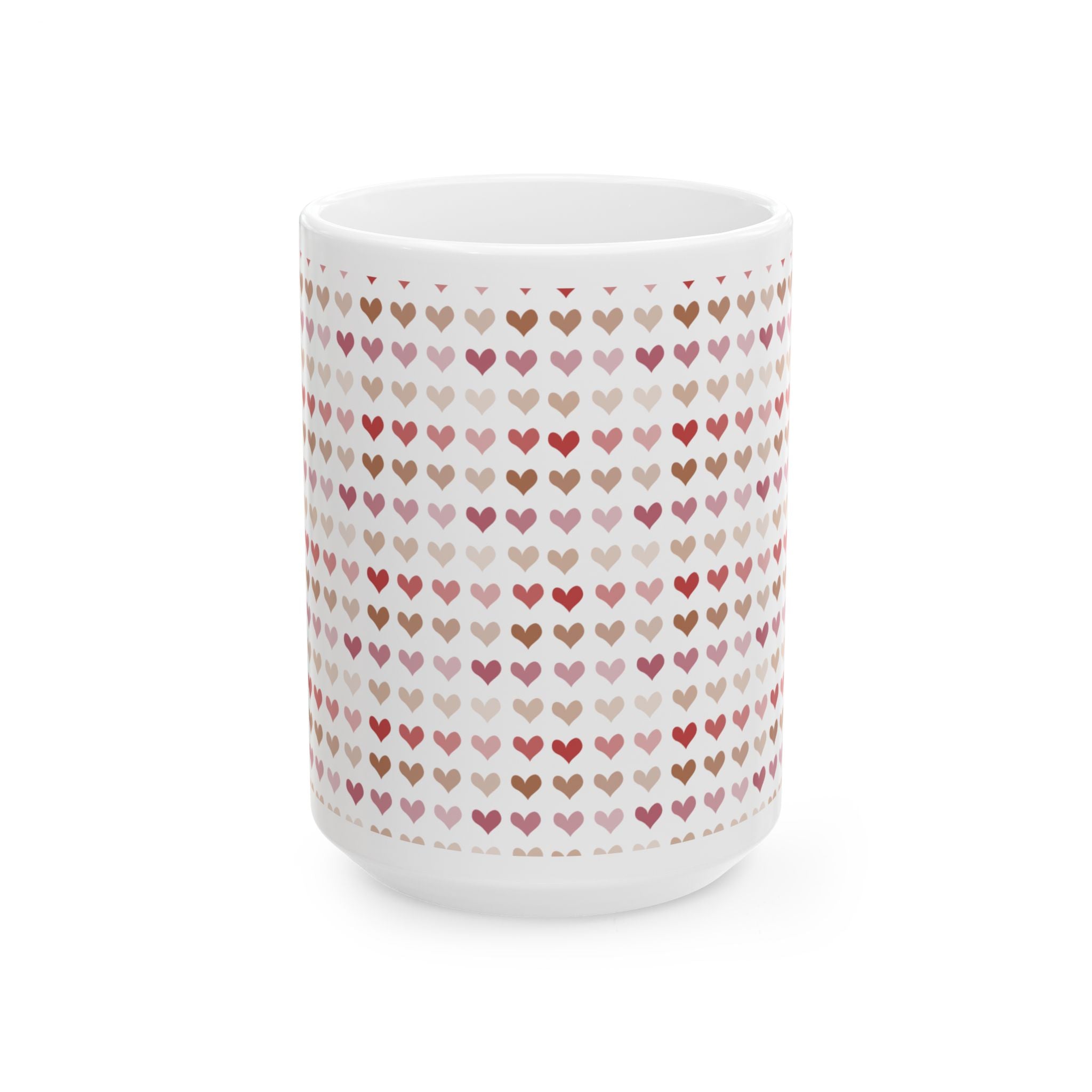 Heart Pattern Ceramic Mug – Pink & Rose Gold Tiny Hearts Coffee Cup (11oz, 15oz)