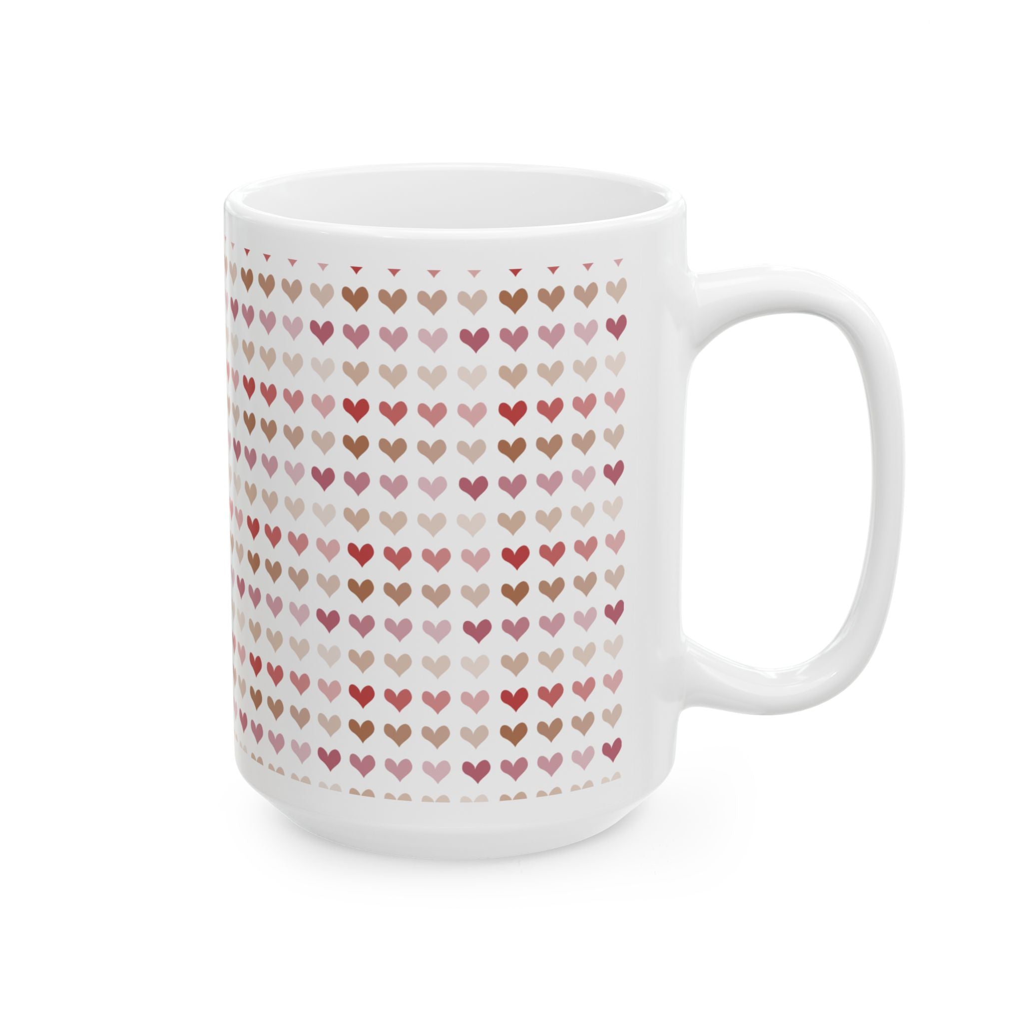 Heart Pattern Ceramic Mug – Pink & Rose Gold Tiny Hearts Coffee Cup (11oz, 15oz)