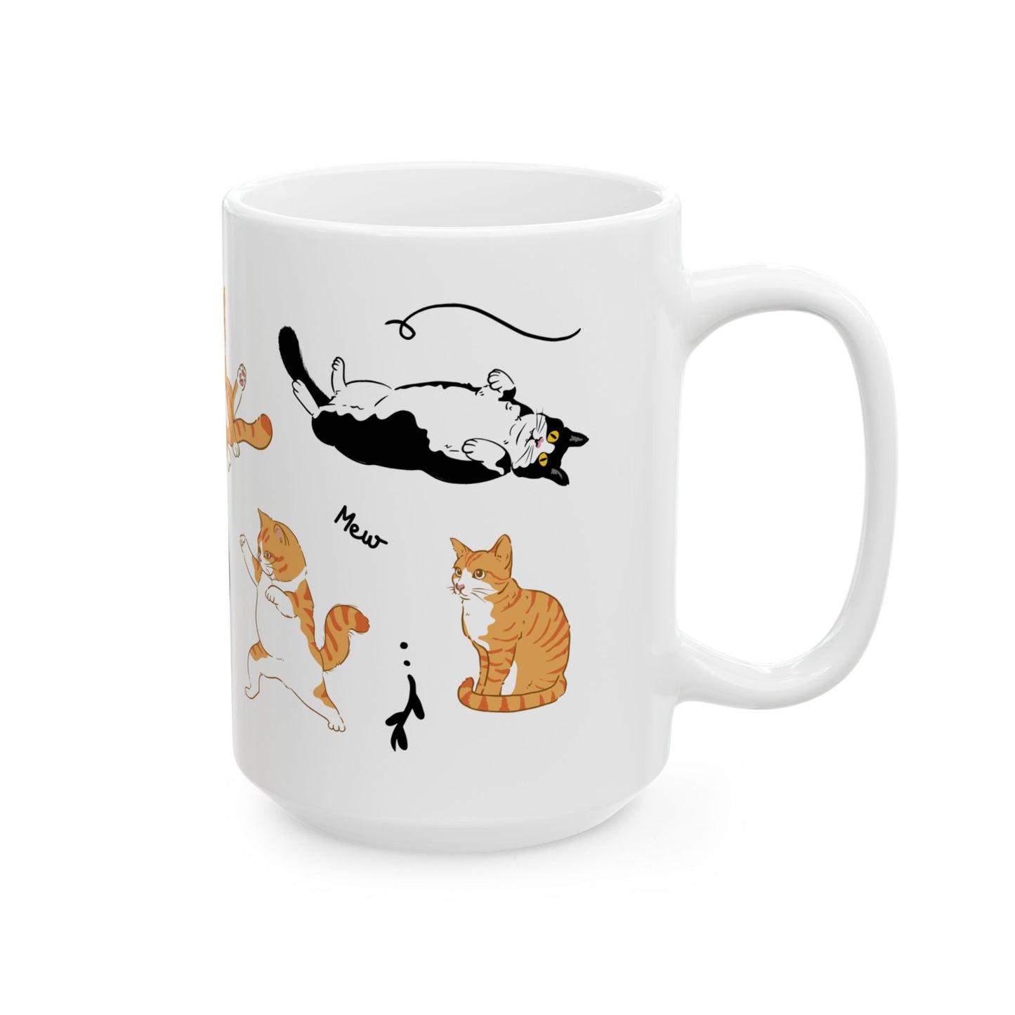 Cat Dance Ceramic Mug — Cute Dancing Cats Pattern, Funny Cat Lover Gift (11oz/15oz)