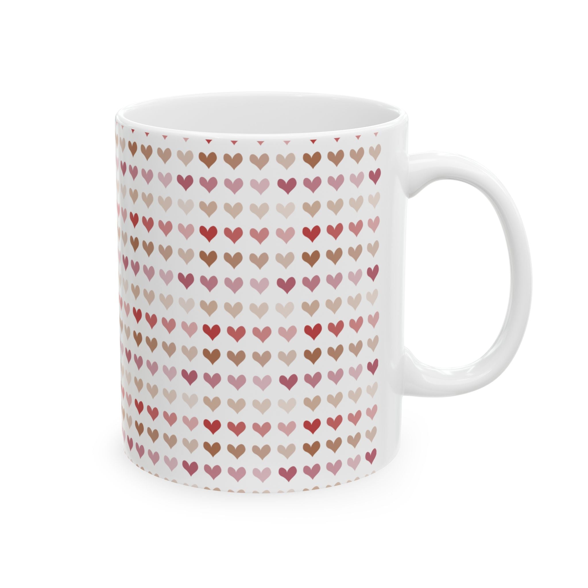 Heart Pattern Ceramic Mug – Pink & Rose Gold Tiny Hearts Coffee Cup (11oz, 15oz)