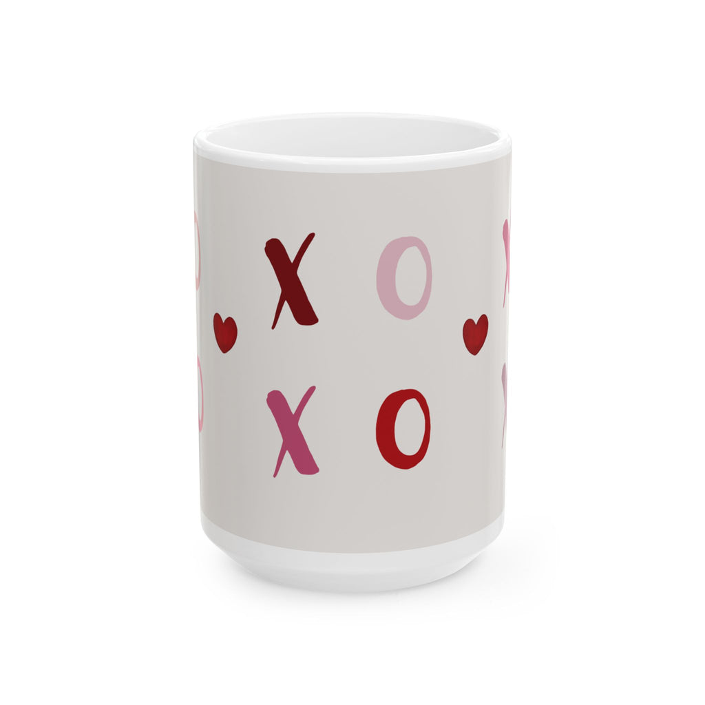 XOXO Heart Pattern Ceramic Mug — Valentine's Day 11oz & 15oz