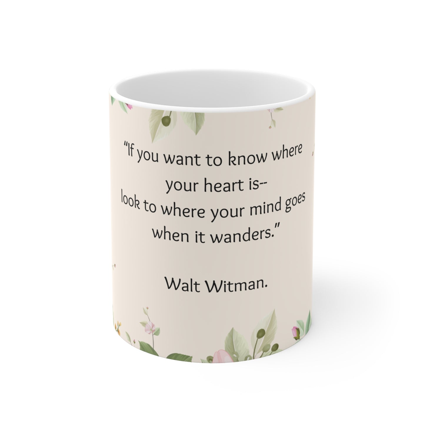 Walt Whitman Floral Mug--11oz Floral Ceramic Coffee Cup