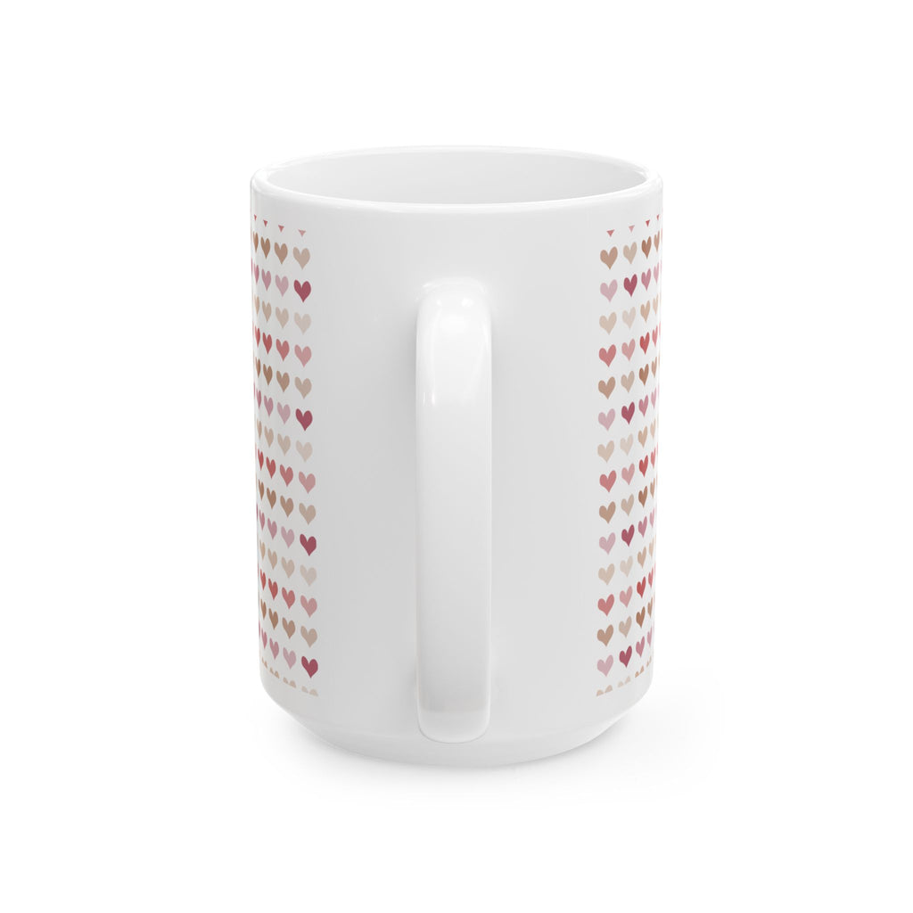 Heart Pattern Ceramic Mug – Pink & Rose Gold Tiny Hearts Coffee Cup (11oz, 15oz)