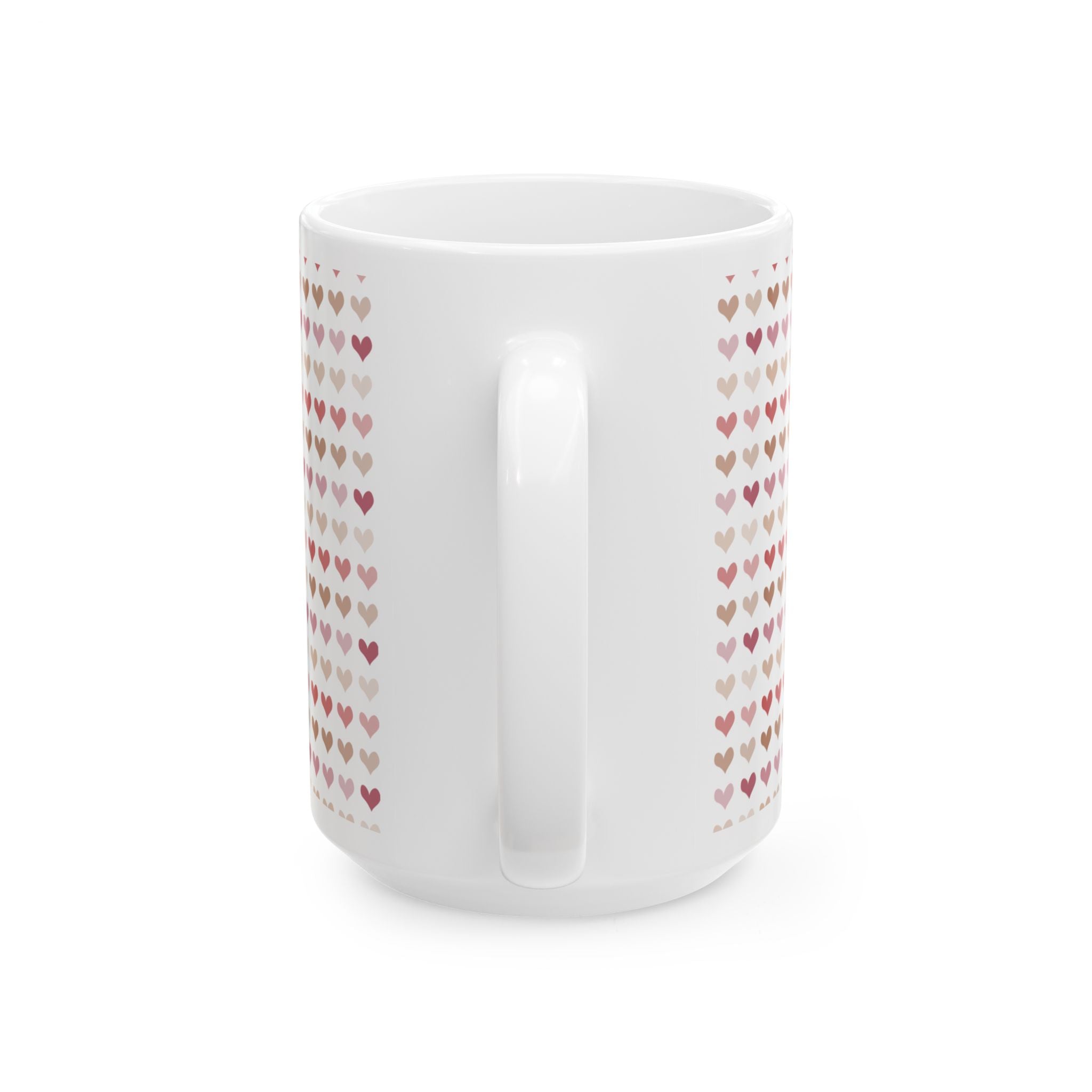 Heart Pattern Ceramic Mug – Pink & Rose Gold Tiny Hearts Coffee Cup (11oz, 15oz)