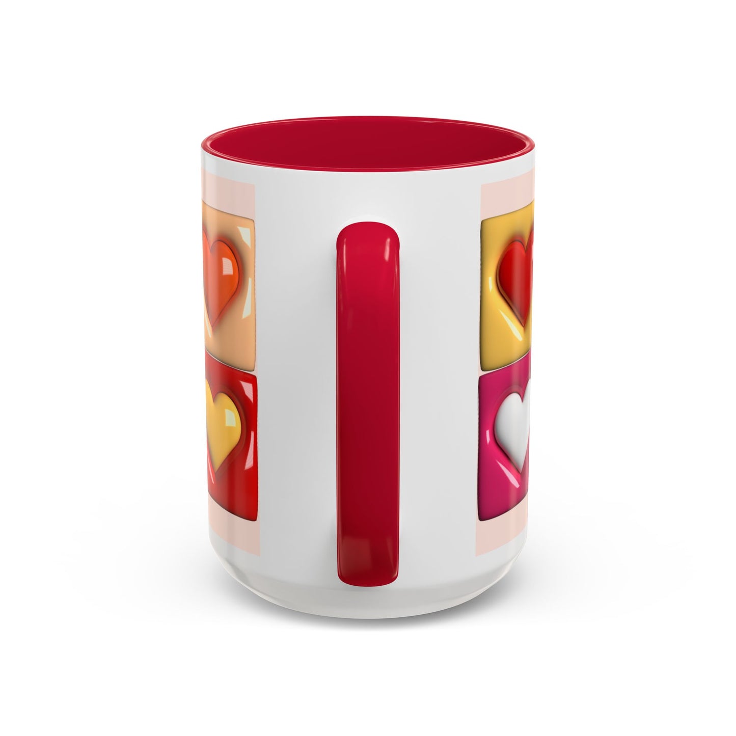 Colorful Heart Grid Coffee Mug — 11oz/15oz Vibrant Pop-Art Ceramic Gift